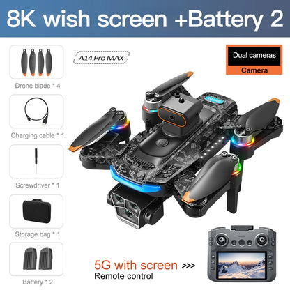 Lenovo  A14Pro max GPS Brushless 8K three Camera Optical Flow Obstacle Avoidance Foldable Quadcopter RC Distance Drone Toys
