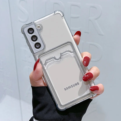 Card Bag Wallet Clear Phone Case For Samsung Galaxy A15 A25 A35 A55 A14 A24 A34 A54 A13 A23 A33 A53 S21 S22 S23 5G Bumper Cover