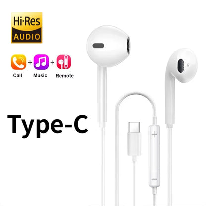 TypeC Wired Headphone Suitab For iPhone15 16 Earbuds Xiaomi 17 15 14 13 12 3.5MM AUX Redmi K40 Huawei Samsung Laptop With Mic