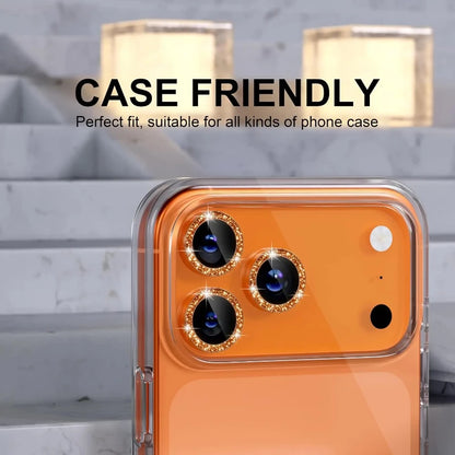 Bling Glitter Diamond Metal Frame Camera Protector For IPhone 18 Pro Max 17 Pro 17 Alloy Lens Tempered Glass Film Ring Cover Cap