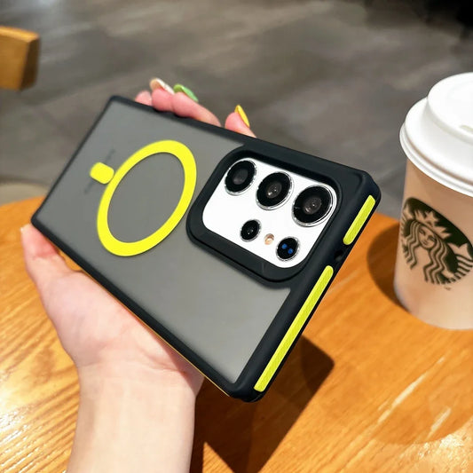 For Magsafe Fashion Slim Matte Liquid PC Magnetic Wireless Charging Case For Samsung Galaxy S25 S24 S23 S22 Ultra Plus Cover