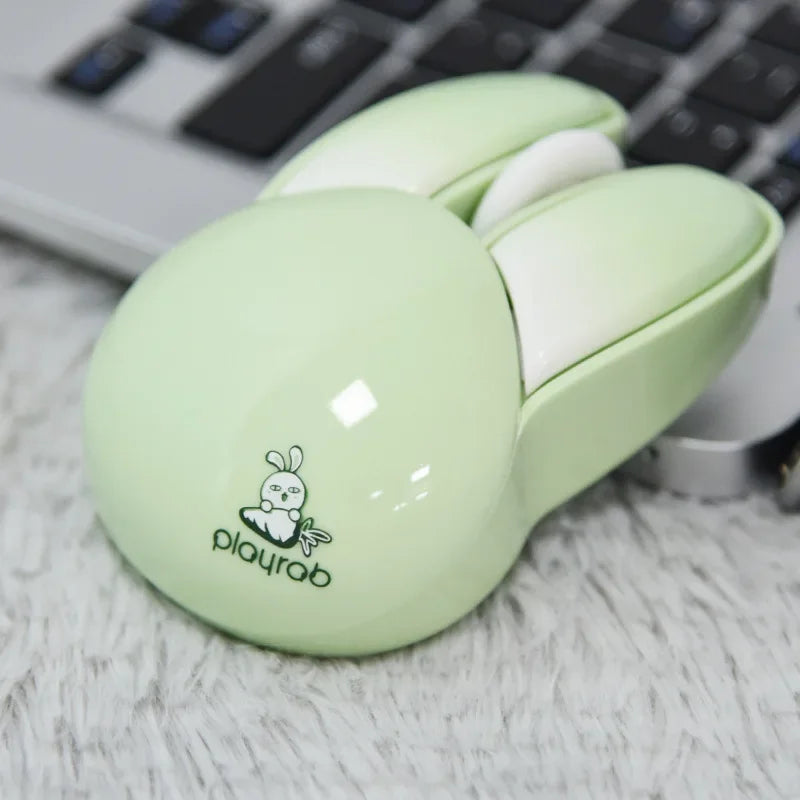 Cute Rabbit Ear Shape Dual-Mode Mouse 2.4G+Bluetooth Lightweight Mute Ergonomic Plating Portable Mice For PC Laptop Office Home