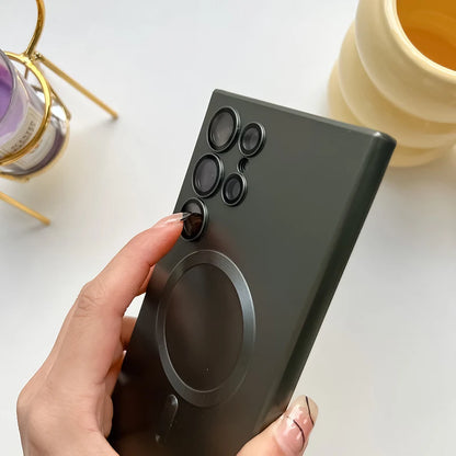 Original For Magsafe Magnetic Silicone Case For Samsung Galaxy S25 S23 S22 S21 S24 Ultra Plus Matte Cases Wireless Charge Cover