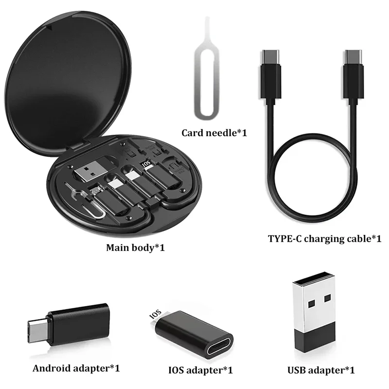 60W Multi USB Charging Adapter Cable Kit, USB C Conversion Kit USB A and Type C to Male Micro/Type C, Phone Data Transfer, Card