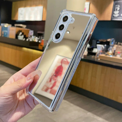 Girl Makeup Mirror Luxury Airbag Bumper Case for Samsung Galaxy Zfold6 Z Fold 6 5 4 3 Fold4 ZFold5 Plating Mirror Cover Z Fold 6