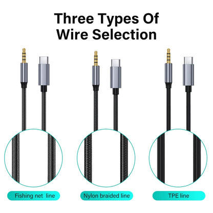 USB C to 3.5mm Jack AUX Audio Cable Car Speaker HiFi Headphone Headset Adapter For iPhone 16 Pro Samsung 0.5m Short 2m 3m Long