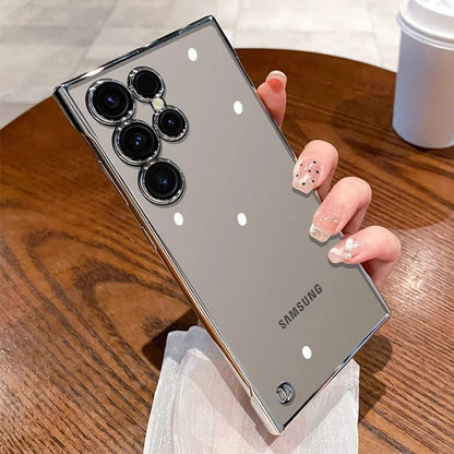 Luxury Plating Frameless Case For Samsung Galaxy S24 S25 Ultra S23 S22 Transparent Camera Lens Protection Shockproof Hard Cover