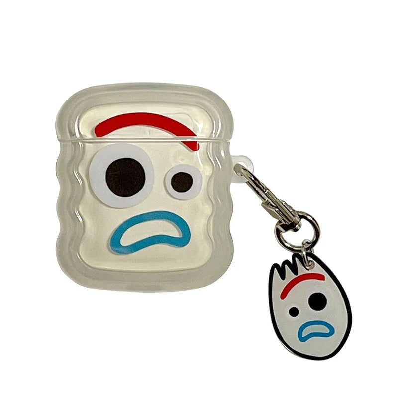 Cartoon Strawberry Bear Case for AirPods 4 Pro2 Pro 3 2 1 Bluetooth Earphone Protective Cover with Keychain