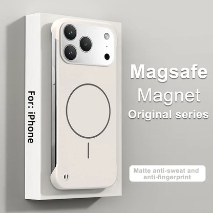Frameless Solid Color Magnetic Case For iPhone 17 Air 16 15 14 13 12 11 Pro Max Plus 16E For Magsafe Hard PC Matte Back Cover