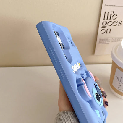 For Samsung Galaxy A12 A13 A15 A24 A25 A53 A32 A30S A51 A54 S21 FE Stitch Head Grip Tok Holder Cartoon Silicon Soft Phone Case