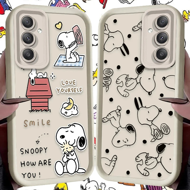 Cute Anime S-Snoopys Case For Samsung Galaxy S24 S25 S23 Ultra S22 S21 Plus FE A36 A56 A26 A16 A06 A15 A25 A35 A55 5G Back Cover