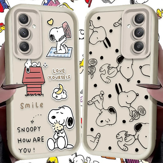Cute Anime S-Snoopys Case For Samsung Galaxy S24 S25 S23 Ultra S22 S21 Plus FE A36 A56 A26 A16 A06 A15 A25 A35 A55 5G Back Cover