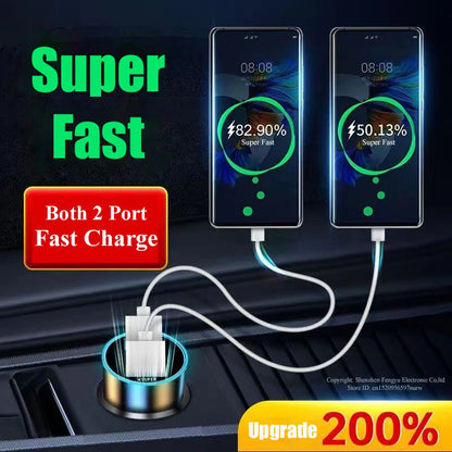 UYUXIO Dual USB Port Car Phone Charger Super Fast Charging Adapter with Voltage Display for iPhone Samsung Oppo Vivo Huawei