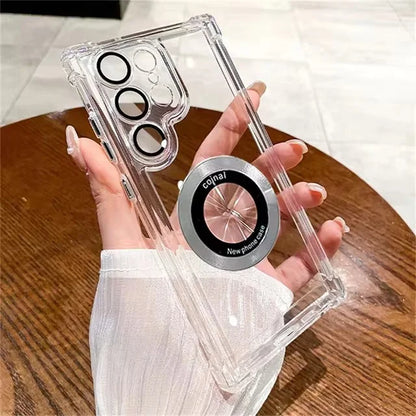 For Magsafe Plating Phone Cases For Samsung Galaxy S25 S24 S23 S22 Ultra S21 Plus FE 5G Note 20 Shockproof Clear Magnetic Cover