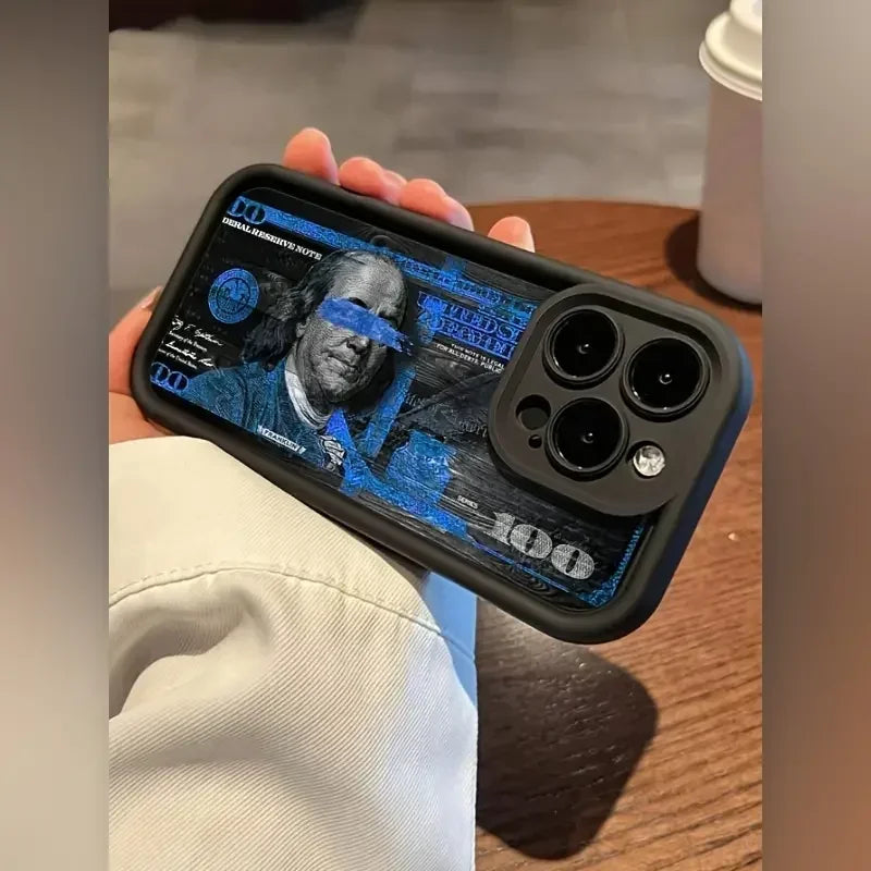 Fashion US Dollar Pattern Matte Case for iPhone 16 12 13 mini 11 14 15 Pro Max XR 8 Plus Anti-Scratch Ultra Thin Silicone Cover