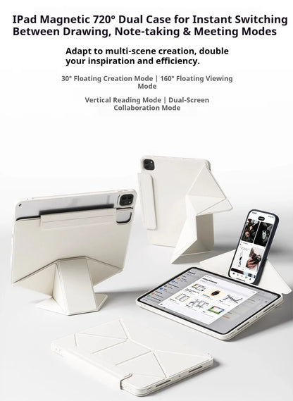 ZOYU for iPad 10/11th Increase Height Bracket Case, Magnetic Transparent Removable Cover iPad Pro 11 12.9 13 Air 4/5th mini 6/7