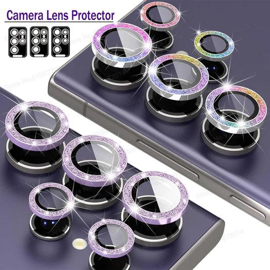 For Samsung Galaxy S24 Ultra HD Glitter Diamond Metal Ring Camera Glass Lens Protector For Samsung S25 Ultra S24 Plus Lens Film