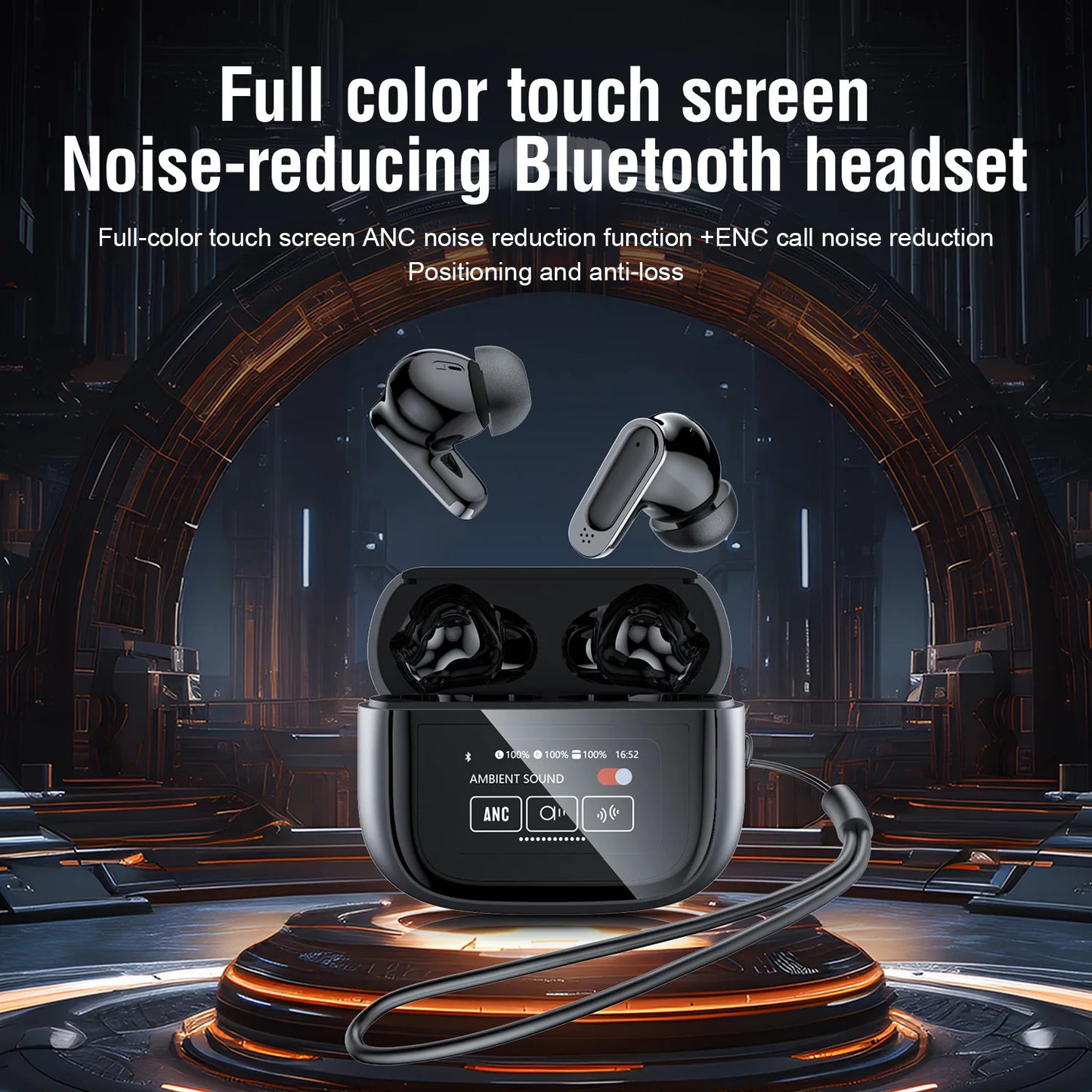 BOSECXT Ultra V11 Smart Touch Multi functional Large Screen TWS Wireless ANC Noise Cancelling Earbuds Enc Heavy Bass Earbuds