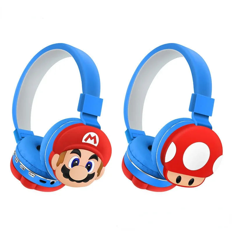 Super Mario Bros Wireless Bluetooth Headphones Anime 5.0 Gaming Headset Cartoon Sports Stereo Sound Earphones Fitness Headphones