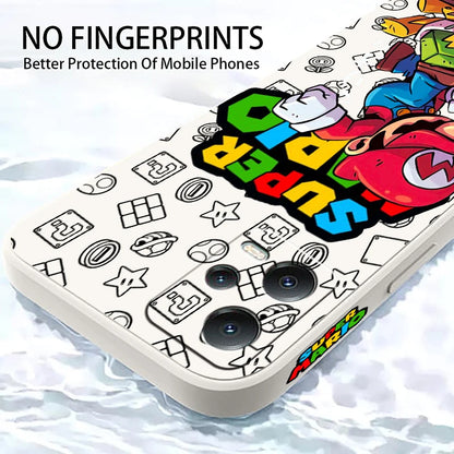S-Super M-Marios B-Bros Liquid Left Rope For Xiaomi Redmi Note 13 12 12S 12R 11 11T 11S 10 10S Pro Plus 5G Back Phone Case