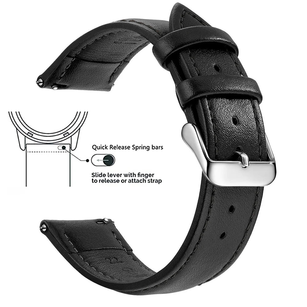 Top Grain Genuine Leather Watch Band, Quick Release 12/14/16/18/19/20/21/22/24 mm Watch Straps, Replacement Bands for Men Women