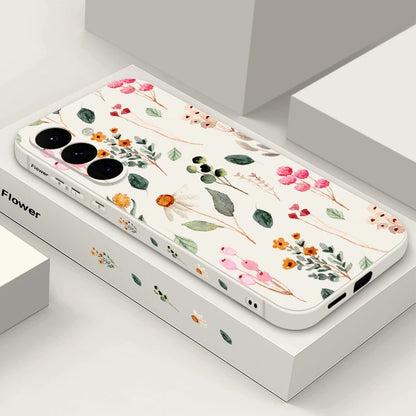 Luxury Flower Print Lanyard Case For Samsung Galaxy A55 A54 5G A35 A25 A15 A14 A34 A52 S21 FE S22 S23 S24 Ultra Silicone Cover