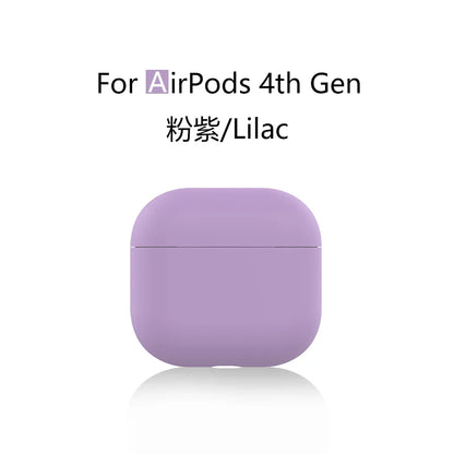 for 2024 AirPods 4 earbuds Solid color Earphone Protector cases with keychain liquid silicone soft for New AirPods 4 ANC Cases