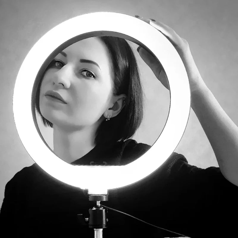 LED Ring Light with Phone Stand Usb Charge Selfie Led Lamp Dimmable Photography Light For Photo Photography Studio For Vlog Live