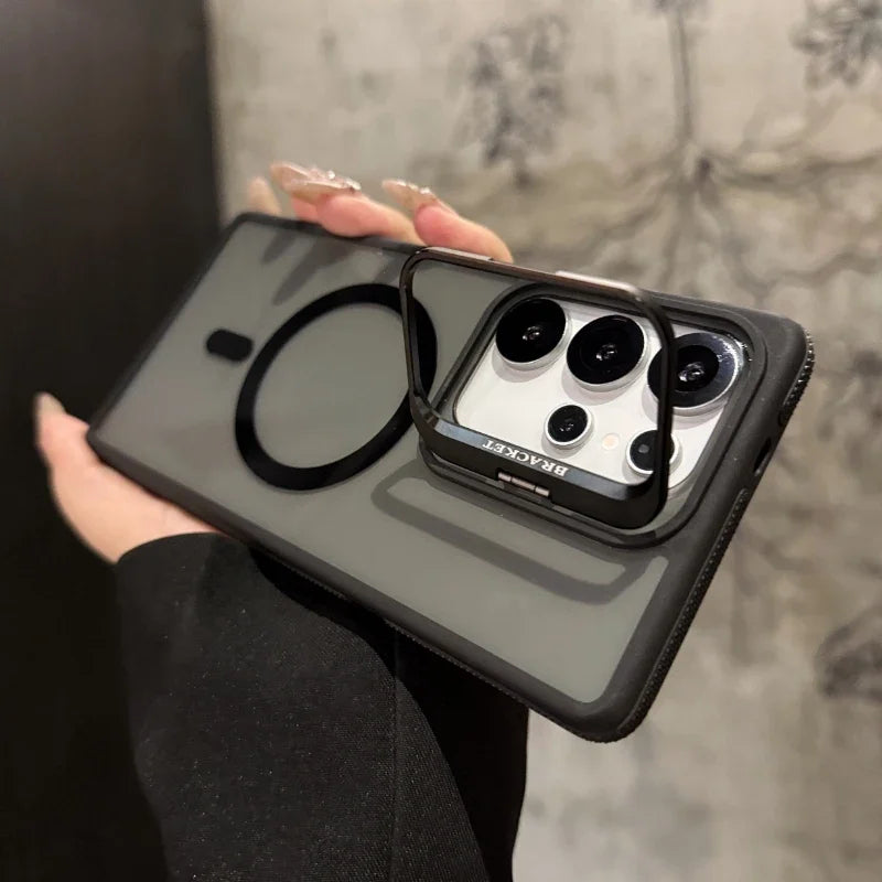 For Magsafe Magnetic Metal Lens Protection Stand Case For  Galaxy Samsung S25 S24 S23  S22 Ultra Plus FE Shockproof Cover Bumper