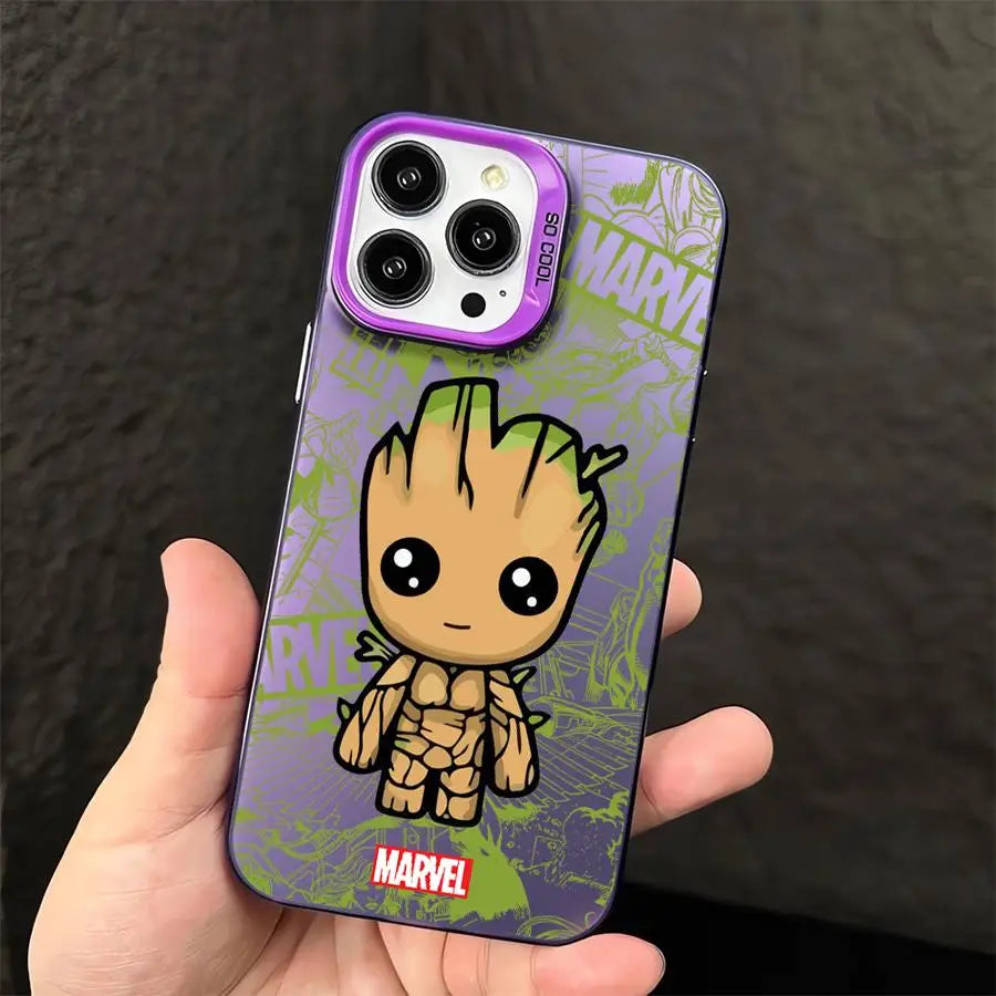 Marvel Cute Spider Man Groot Phone Case for iPhone 16 Pro 15 Pro Max 14 13 12 11 XS 14 Pro Max 16 Plus 14Pro 12Pro Soft Shell