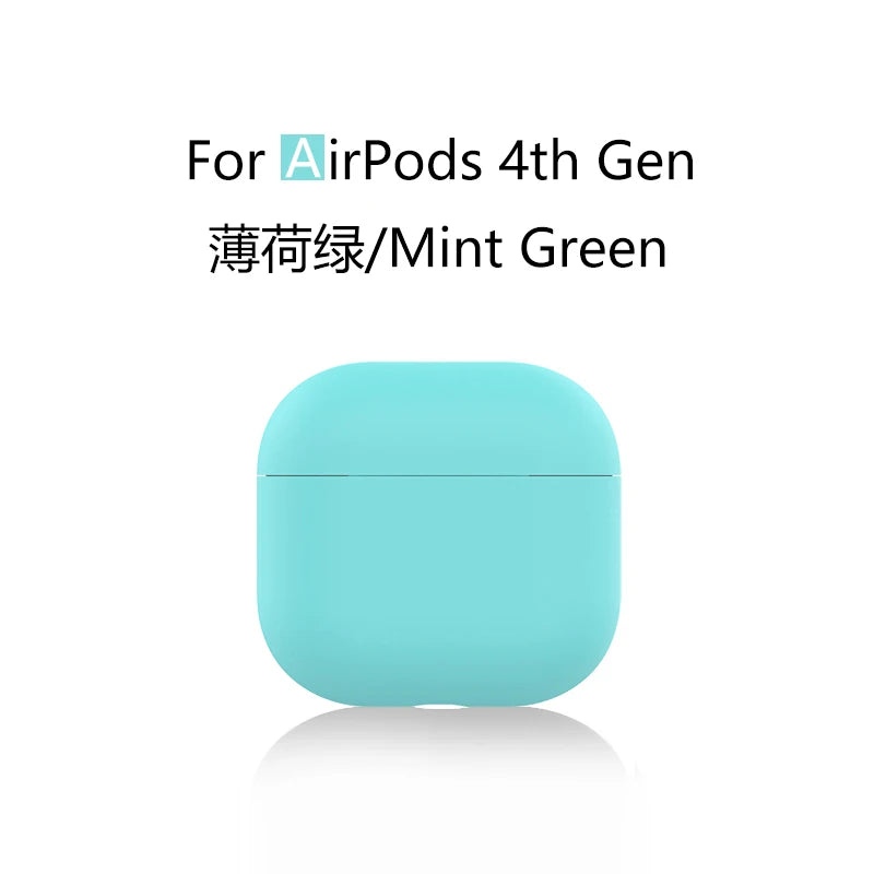 for 2024 AirPods 4 earbuds Solid color Earphone Protector cases with keychain liquid silicone soft for New AirPods 4 ANC Cases