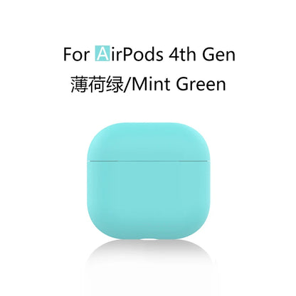 for 2024 AirPods 4 earbuds Solid color Earphone Protector cases with keychain liquid silicone soft for New AirPods 4 ANC Cases