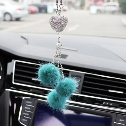 Fashion Diamond Car Accessorie Bling Hairball Pendant Auto Rearview Mirror Pendant Birthday Gift Auto Decoraction Ornaments