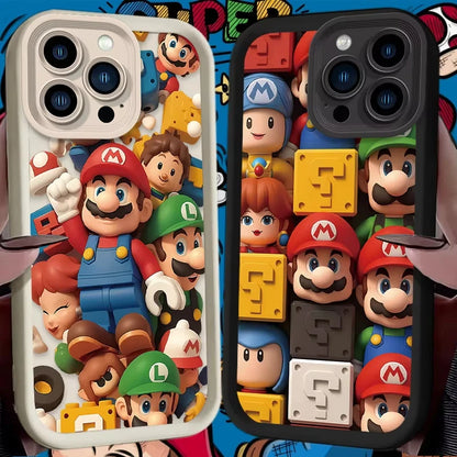 Lovely S-Super M-Mario Bros Phone Case For iPhone 16 15 14 13 12 11 Pro Max XS Max XR 7 8 Plus Shockproof Silicone Soft Cover