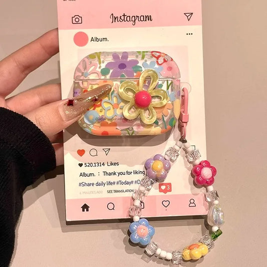 Luxury Summer Flower Earphone Case For AirPods 4 1 2 3 Pro 2021 Wireless Bluetooth Headset TPU Flower Protective Cover