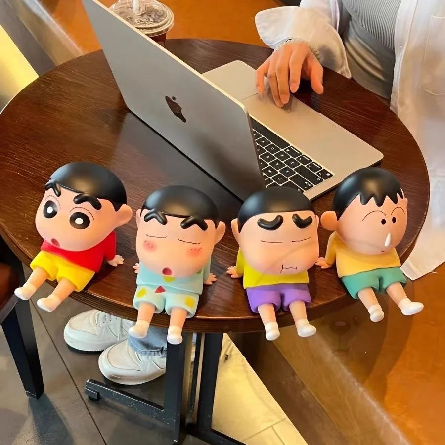 2025 New Crayon Shin chan Anime Lazy Phone Stand Mobile Stand Desktop Ornament Trendy Play Handmade Model Doll