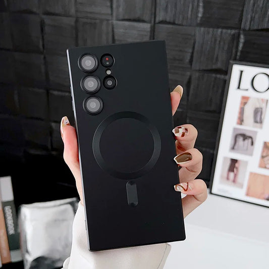 For Magsafe Magnetic Wireless Charging Phone Case For Samsung S24 Ultra S23 S22 S21 S25 Ultra Note 20 Ultra Plus Bumper Cover