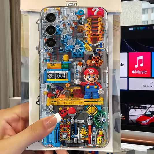 Fashion Building Block M-Marios Phone Case For Samsung Galaxy A14 A15 5G S22 S23 S24 Plus Ultra A35 A54 A55 5G Transparent Cover