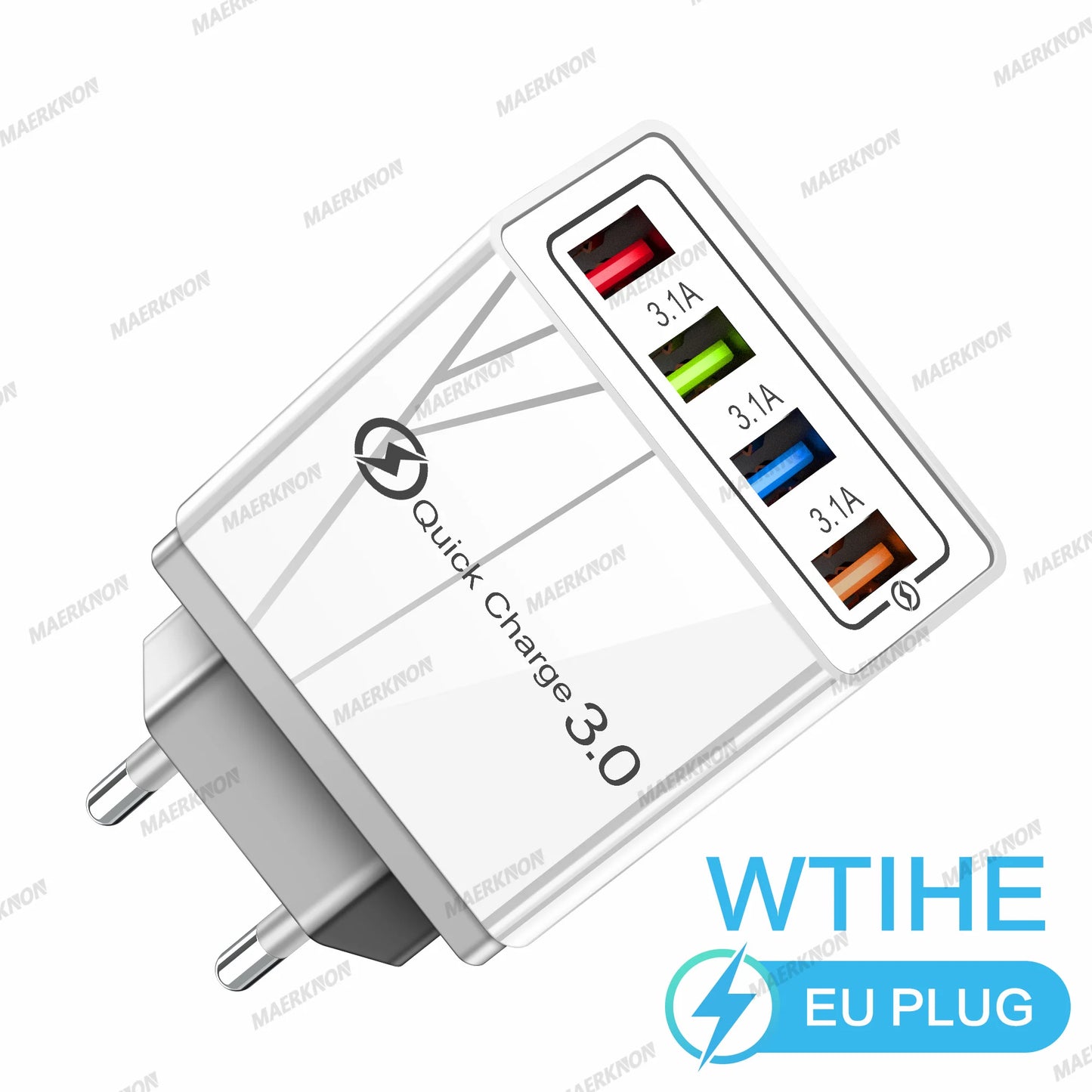 3A USB Charger 4 Ports USB Quick Charge 3.0 EU US Plug For iPhone Samsung Xiaomi Poco Fast Charging Mobile Phone Charger Adapter