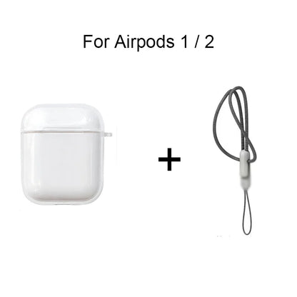 Clear Soft TPU Earphone Case for Airpods 4 3 2 1 Pro Pro2 Shockproof with Lanyard Strap for Airpods 4 Charging Case Cover