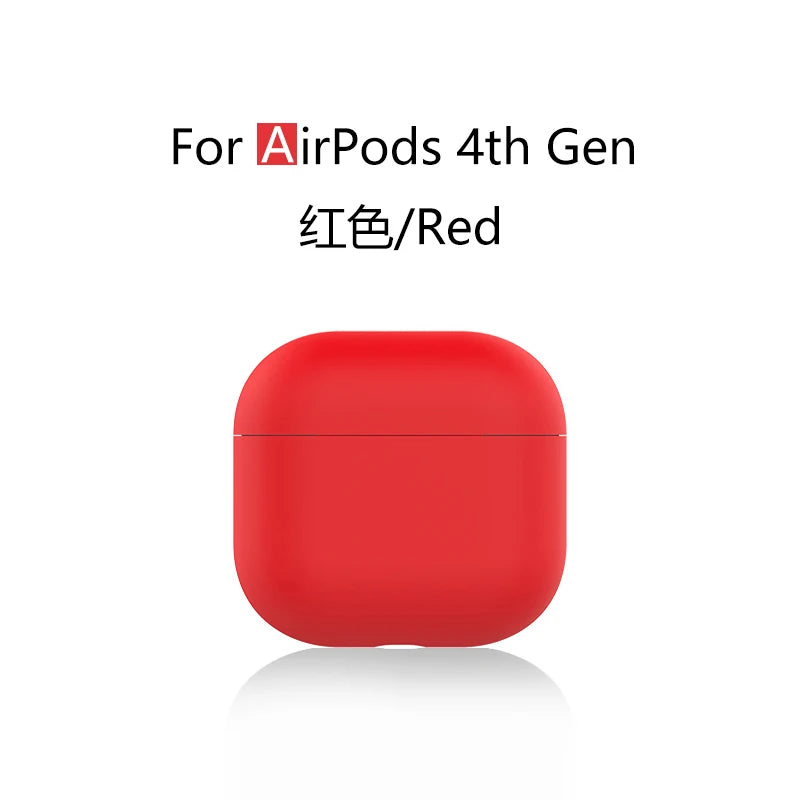 for 2024 AirPods 4 earbuds Solid color Earphone Protector cases with keychain liquid silicone soft for New AirPods 4 ANC Cases