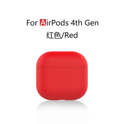 for 2024 AirPods 4 earbuds Solid color Earphone Protector cases with keychain liquid silicone soft for New AirPods 4 ANC Cases