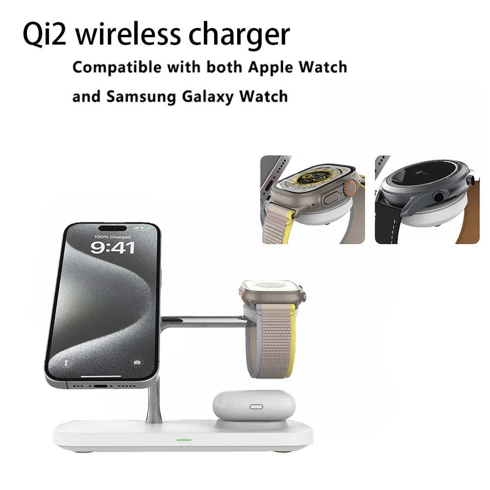 3 in 1 Wireless Charger Stand For iPhone 12/13/14/15/16/17 Fast Charging Station for Apple Watch 10 9 8 7 6 5 4 Airpods 2 3 Pro