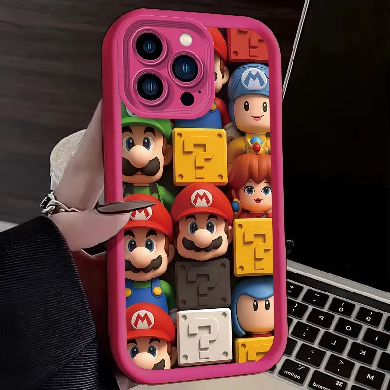 Lovely S-Super M-Mario Bros Phone Case For iPhone 16 15 14 13 12 11 Pro Max XS Max XR 7 8 Plus Shockproof Silicone Soft Cover