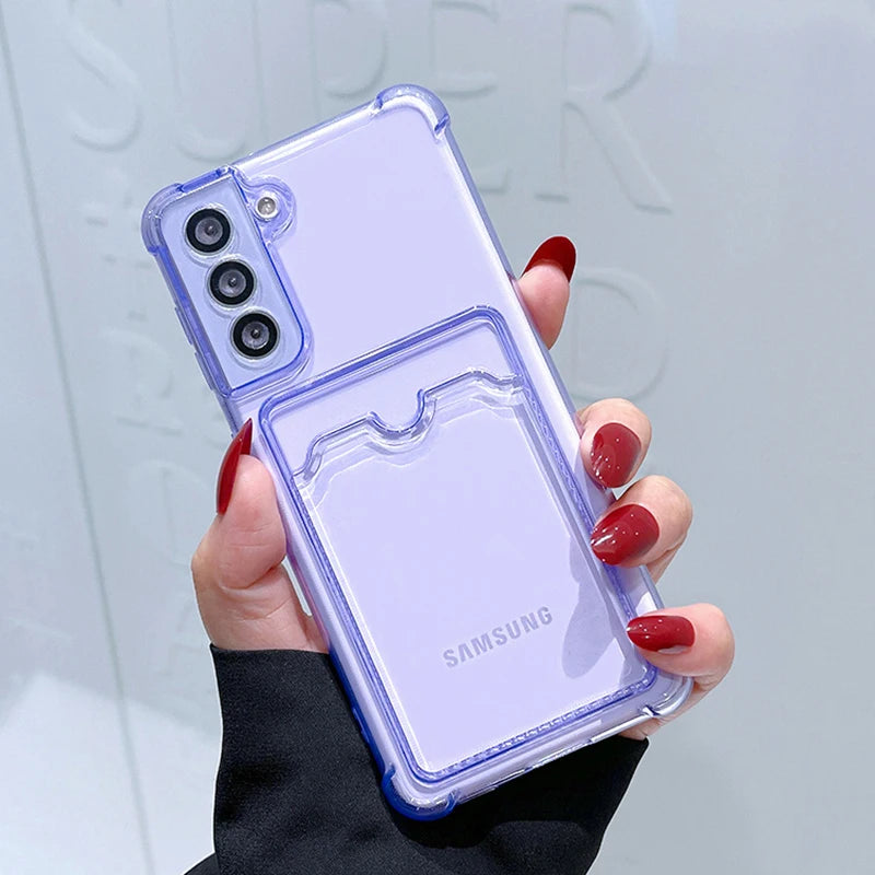 Card Bag Wallet Clear Phone Case For Samsung Galaxy A15 A25 A35 A55 A14 A24 A34 A54 A13 A23 A33 A53 S21 S22 S23 5G Bumper Cover