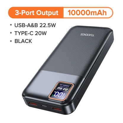 Tuodes Power Bank 20000mAh PD20W External Large Battery Capacity 22.5W Fast Charging Portable Charger For iPhone Samsung Xiaomi