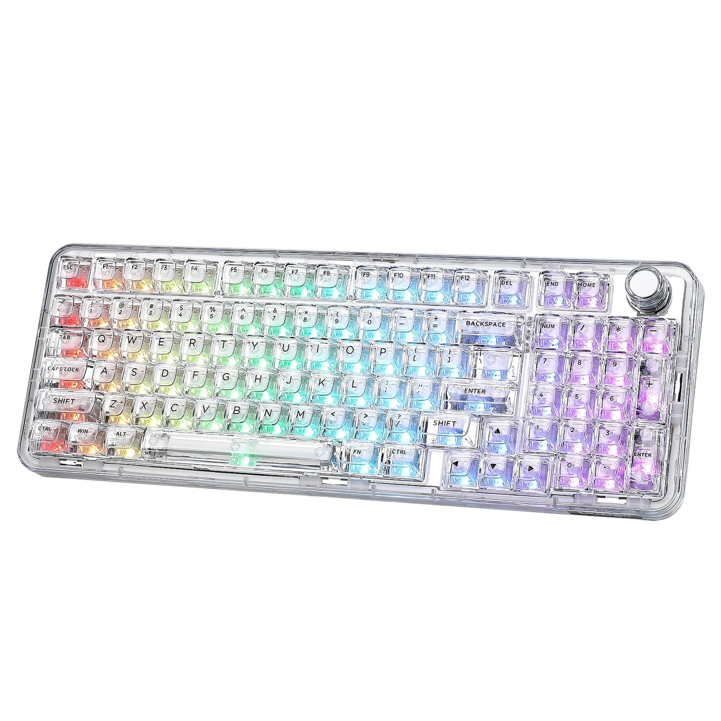 YUNZII X98 Pink QMK/VIA Wireless Transparent RGB Keyboard, Hot-Swap Gasket Mechanical Gaming Keyboard, Pre-lubed Knob Keyboard