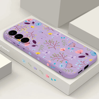 Luxury Flower Print Lanyard Case For Samsung Galaxy A55 A54 5G A35 A25 A15 A14 A34 A52 S21 FE S22 S23 S24 Ultra Silicone Cover