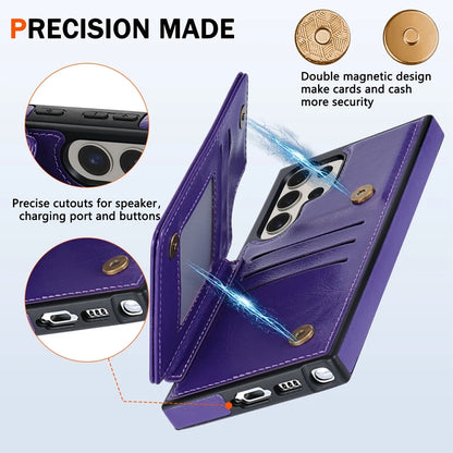 Wallet Magnetic Double Buckle RFID Blocking Card Slot Leather Case For Samsung Galaxy S25 Ultra S24 FE S23 Plus S22 S21 S20 FE
