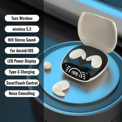 Invisible Earbuds Sleep Headphones Bluetooth 5.3 Noise Reduction Earbuds TWS Wireless Headsets Sport Stereo Earphones for Phone